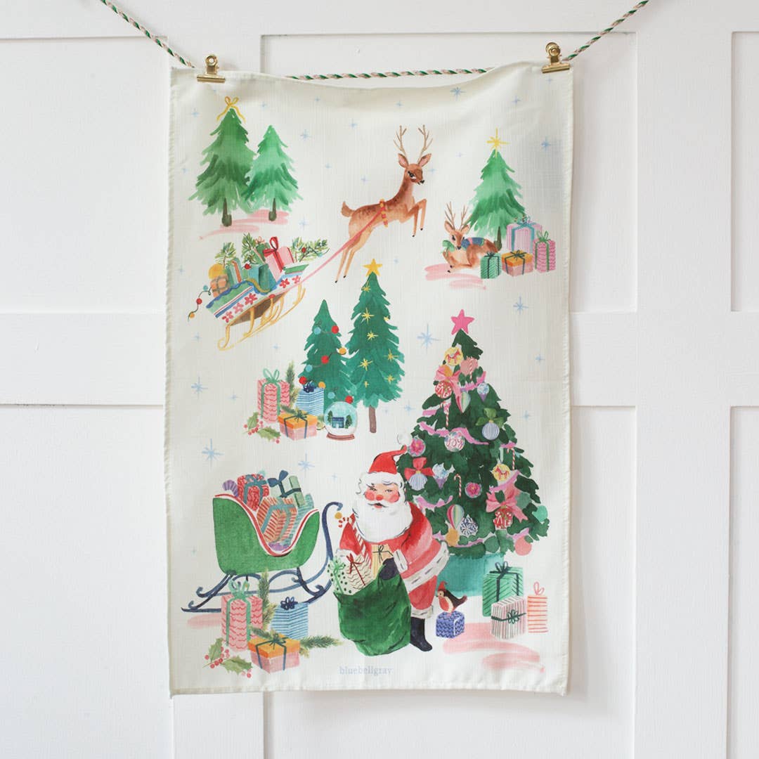 Deer Santa - Christmas Tea Towel