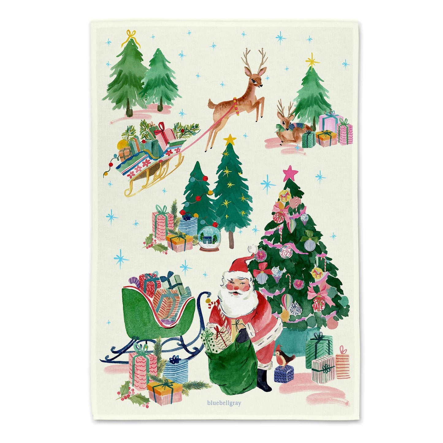 Deer Santa - Christmas Tea Towel