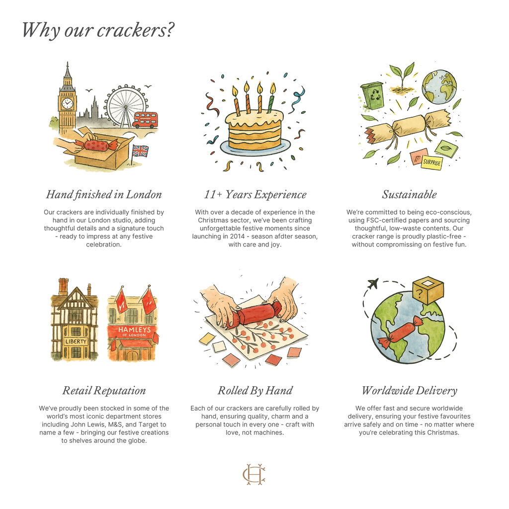 White Christmas - Handmade Luxury Christmas Crackers (6pcs)