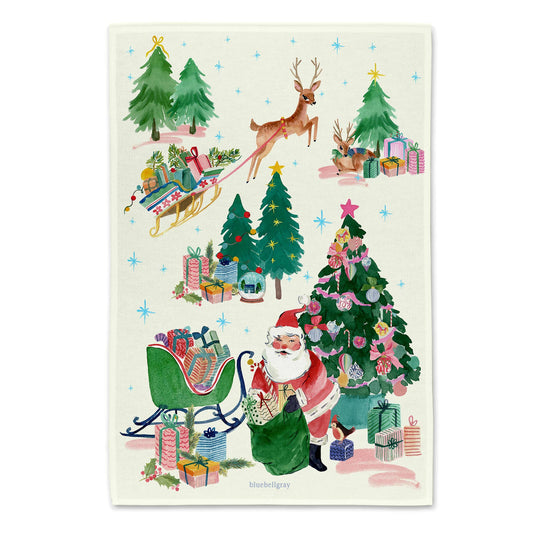 Deer Santa - Christmas Tea Towel