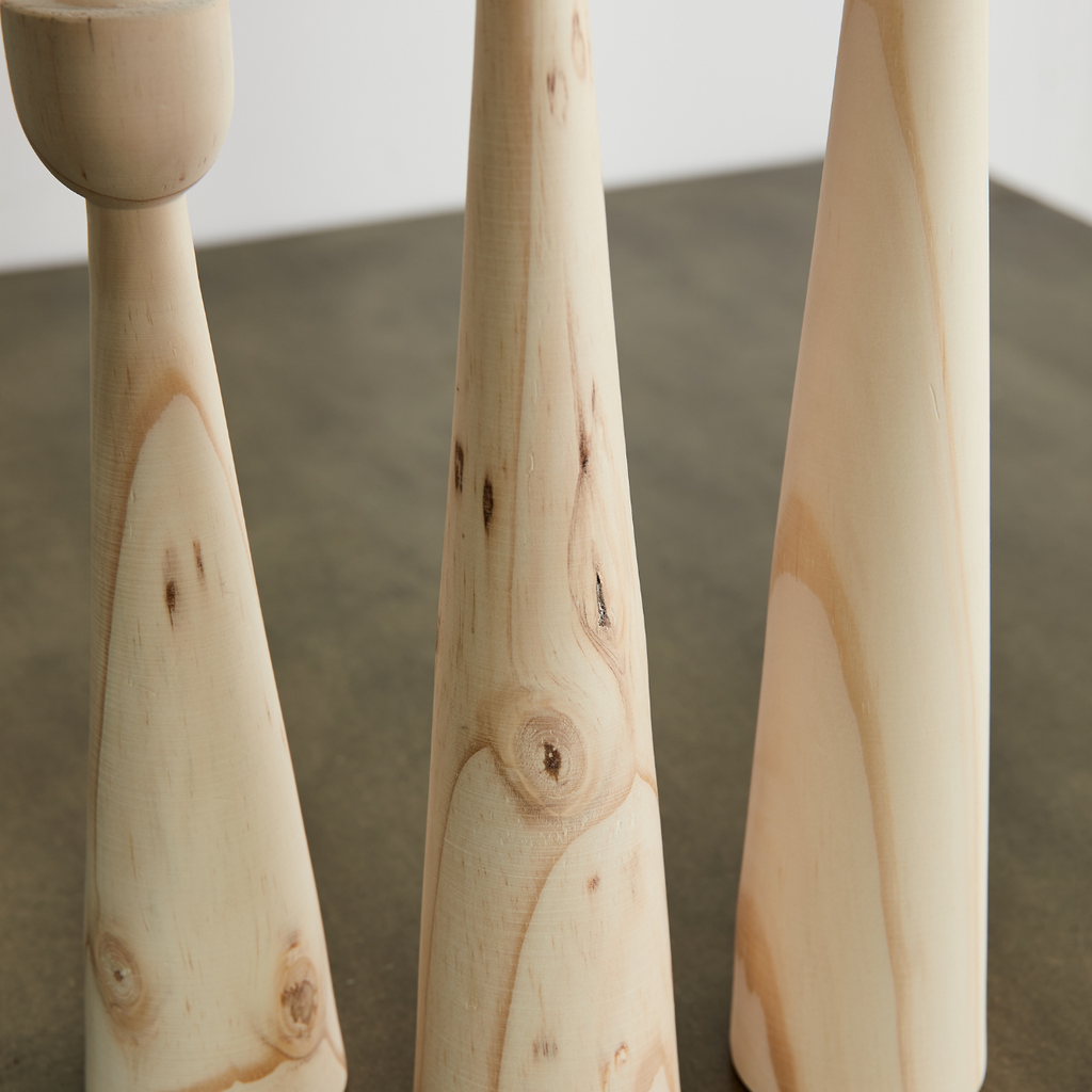 Tapered Pine Candlestick Holder