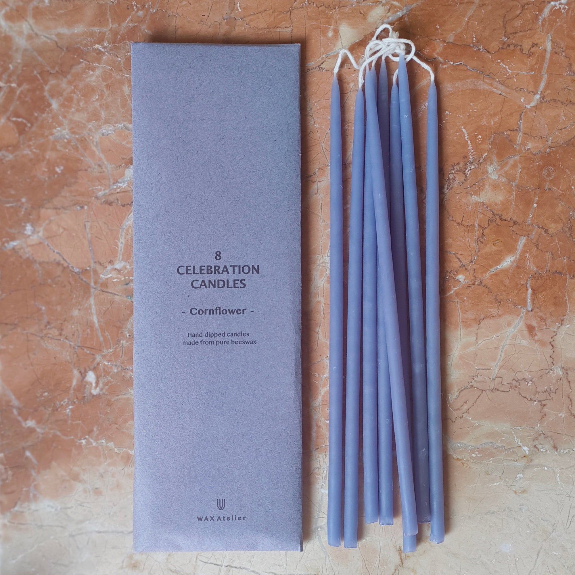 8 Celebration Candles - Cornflower
