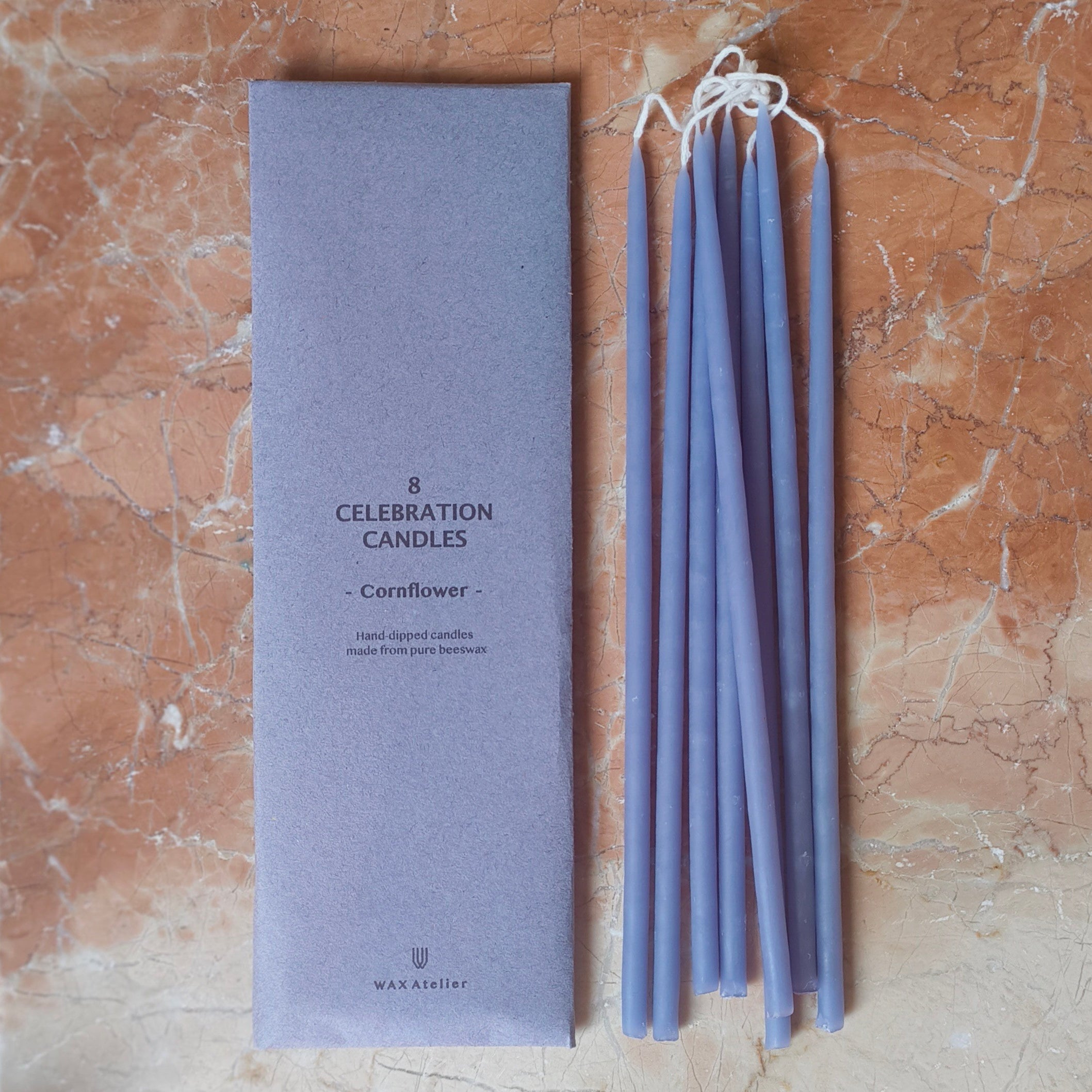 8 Celebration Candles - Cornflower