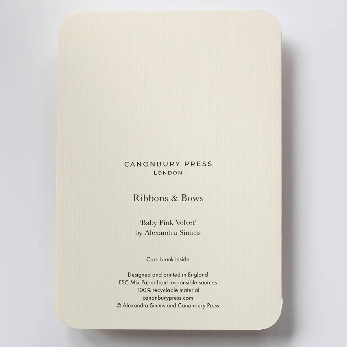 Baby Pink Velvet Bow Greeting Card