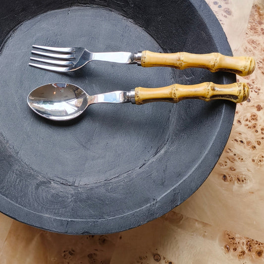 Bamboo Fork & Spoon Serving Set