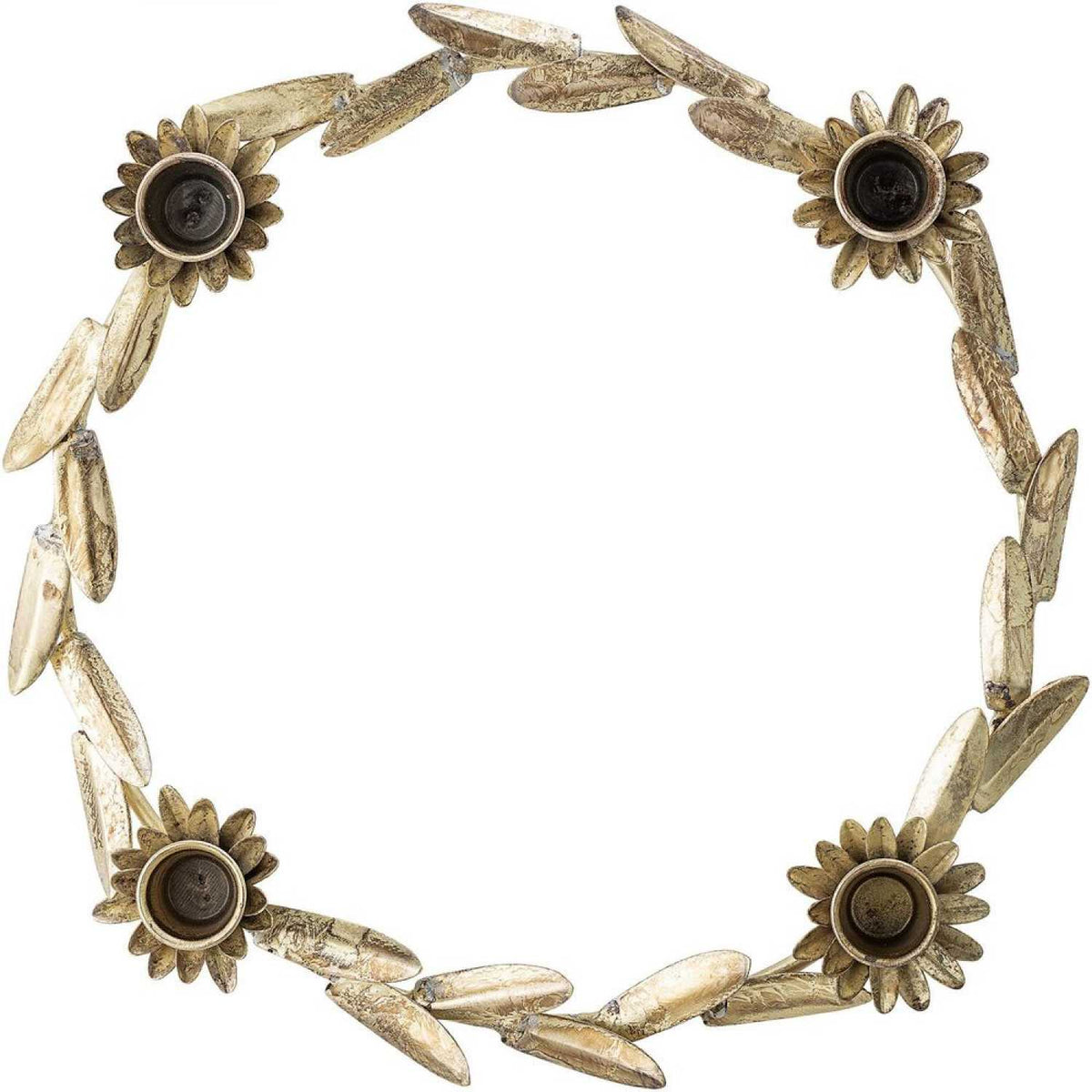 Decorative wreath with sunflower designs on a white background