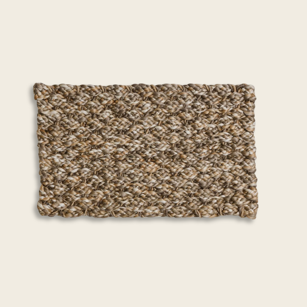 Textured woven fabric on a beige background