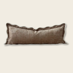 Scalloped Edge Bolster Cushion Cover - Coffee