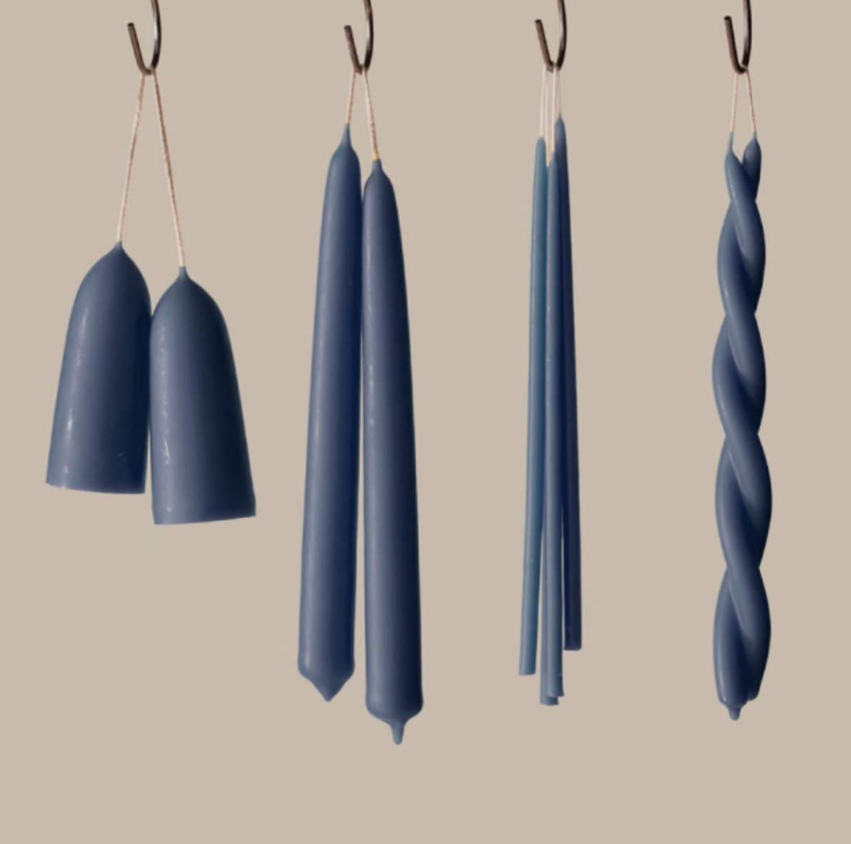 Cornflower stubby candle pair treowe