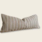 Luxe Cotton Bolster Cushion Cover 80x30cm Beige Stripe