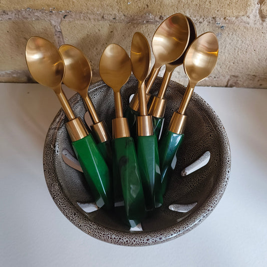 Emerald and gold teaspoon