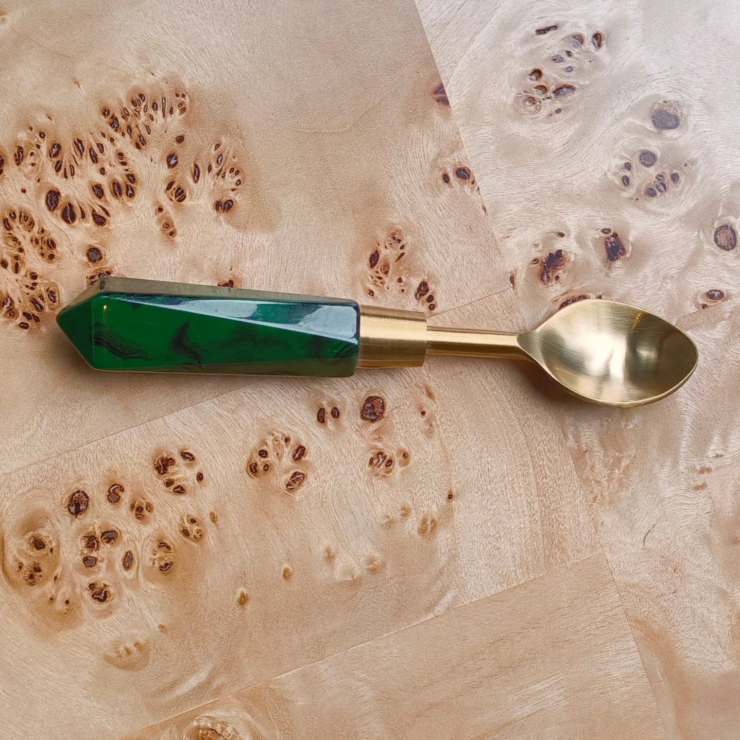 Green teaspoon with gold 
