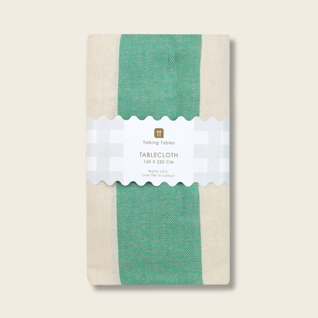 Green Stripe Cotton XL Tablecloth