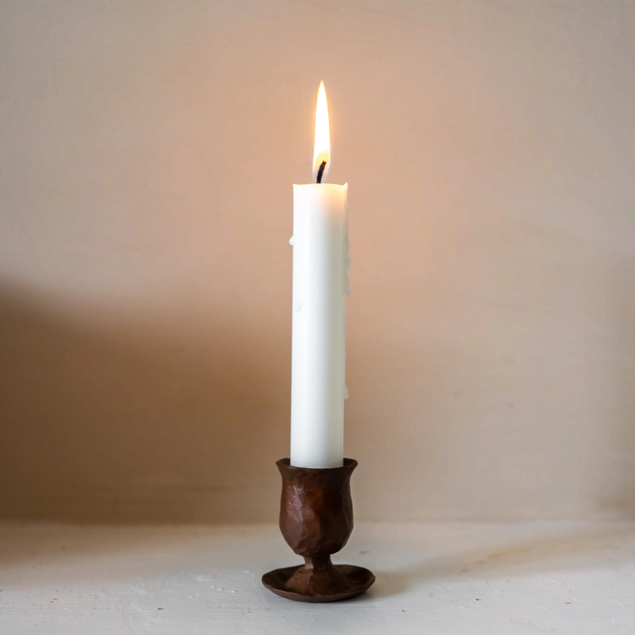 Forged Small Dinner Candle Holder - Rust