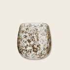 glass votive with inlaid leaves