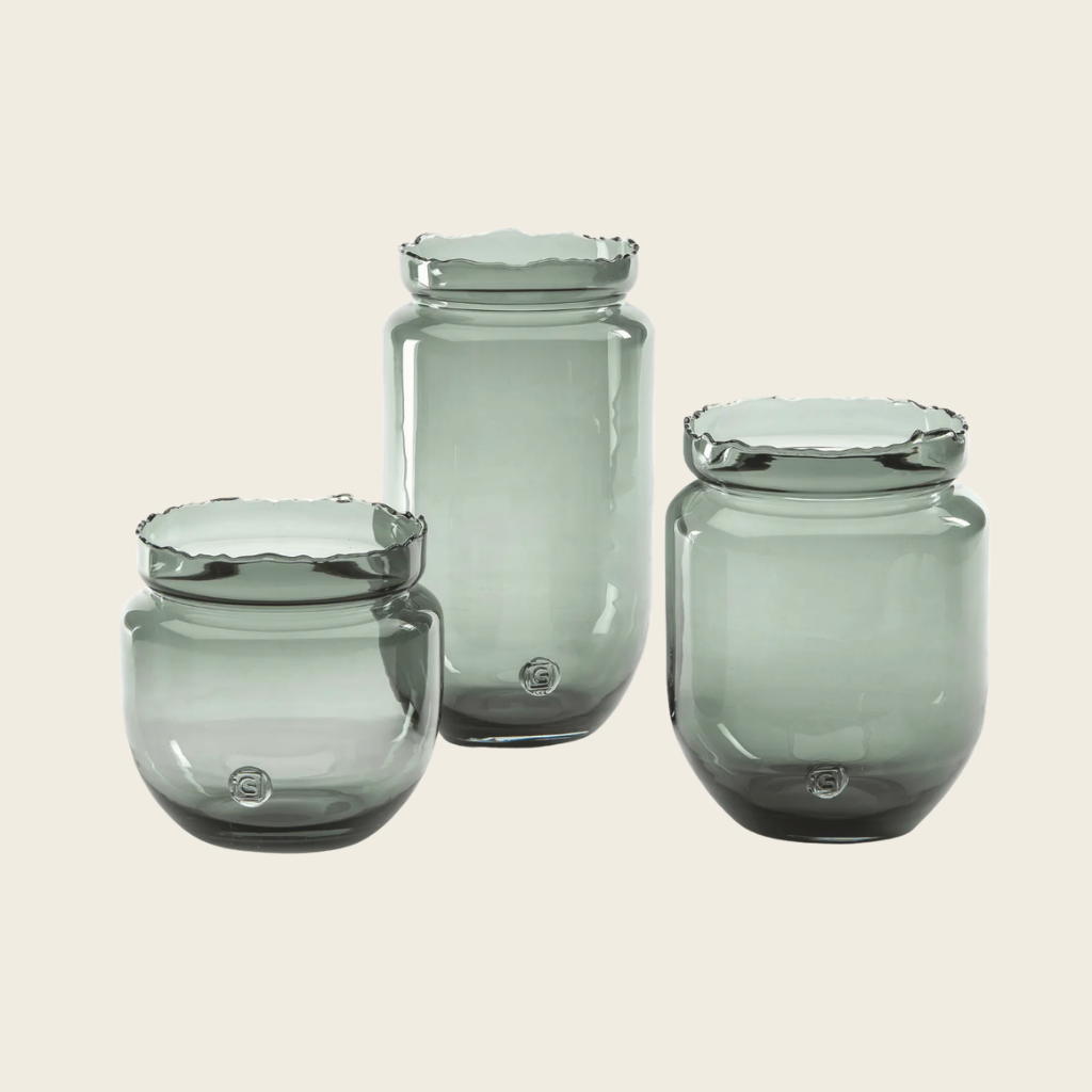 Smokey Green/Grey Glass Vase - Large
