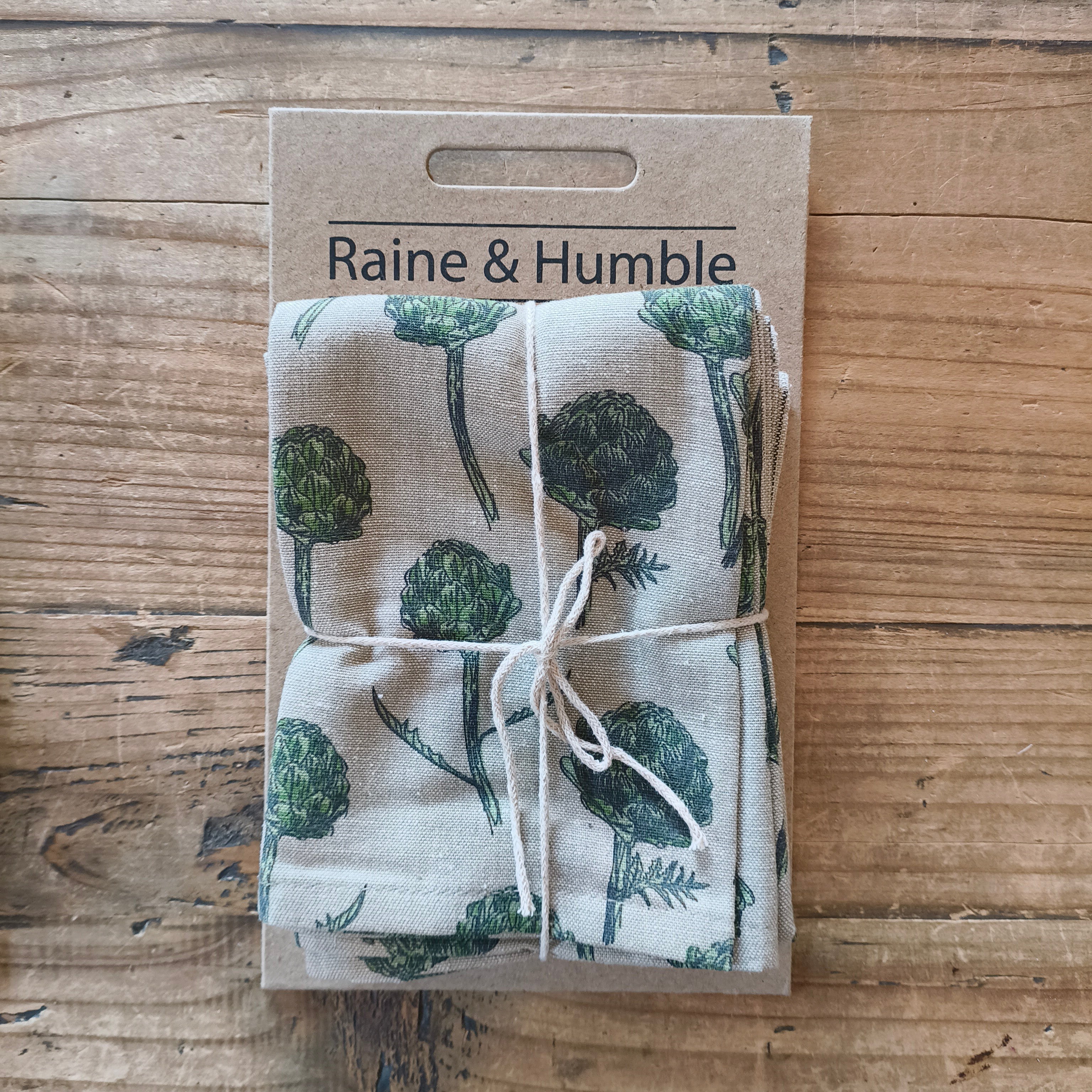 Green artichoke tea towel set