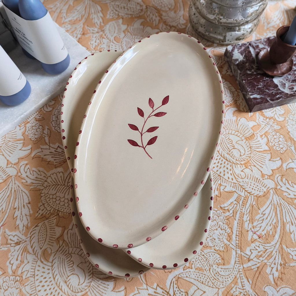 Hand Painted Oval Serving Plate