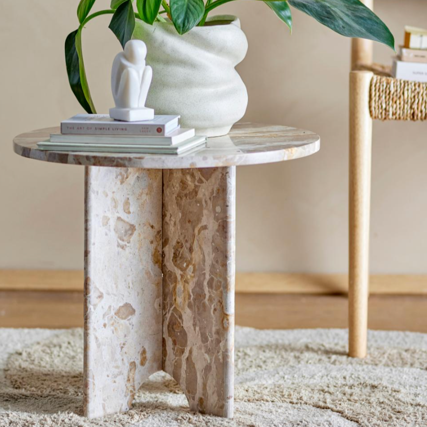 Marble round side table from treowe