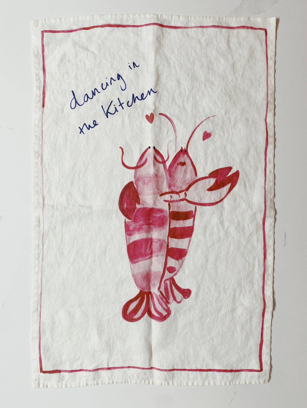 Dancing in the Kitchen Lobsters - Linen Tea Towel
