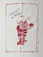 Dancing in the Kitchen Lobsters - Linen Tea Towel