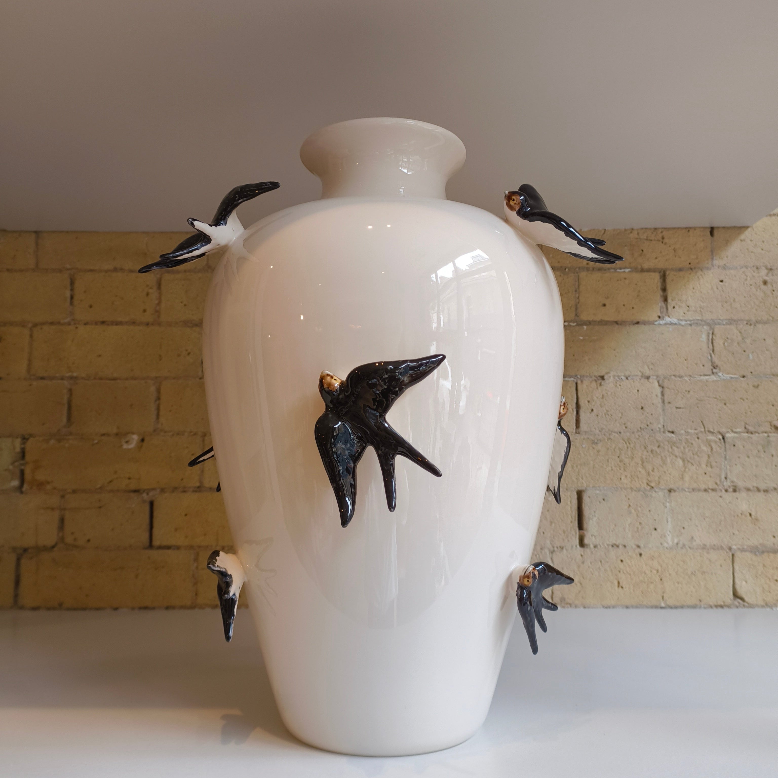 Large Swallow Decorative Vase by Bordallo Pinheiro