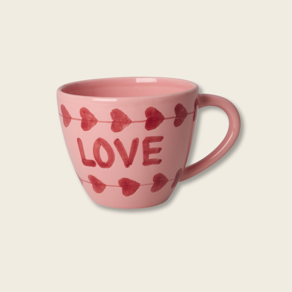 Large Ceramic Cup - Pink - Hand-painted LOVE