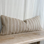 Luxe Cotton Bolster Cushion Cover Beige Stripe