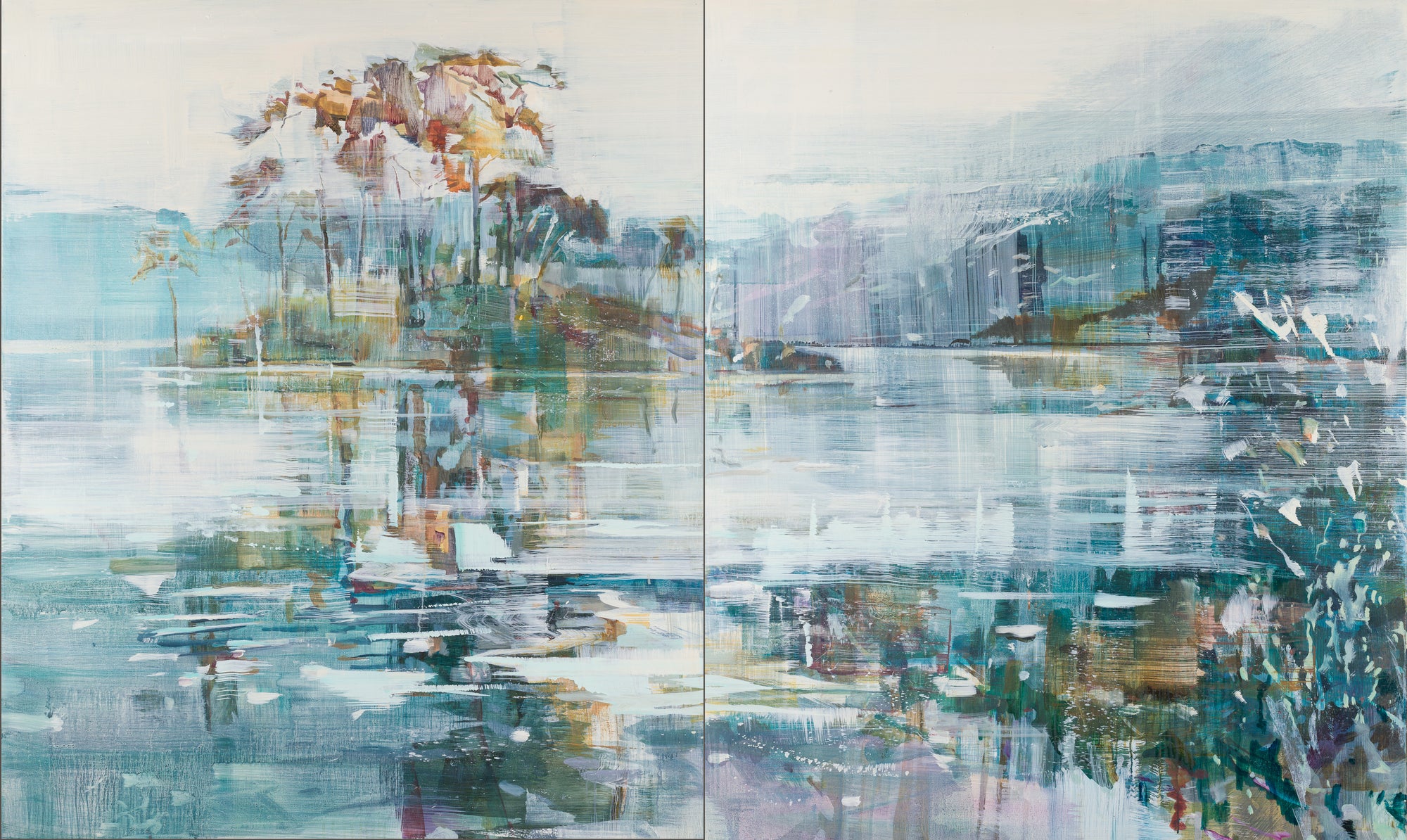 Mist Moving Trees, Oil on Canvas, 120x200cm - Katherine Le Hardy