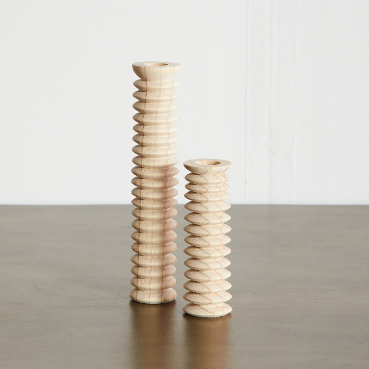 Natural sprial wooden candle holder