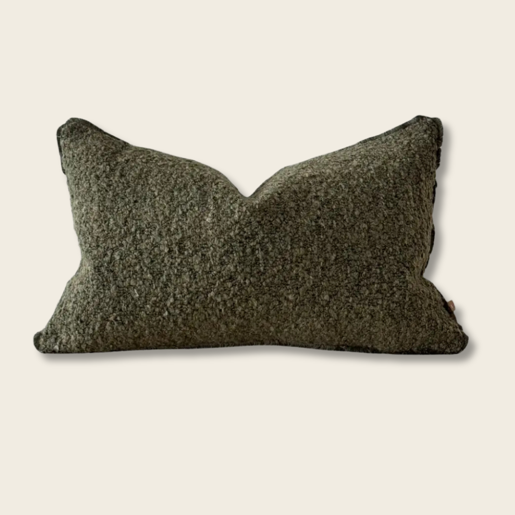 Boucle Rectangular Cushion Cover - Olive