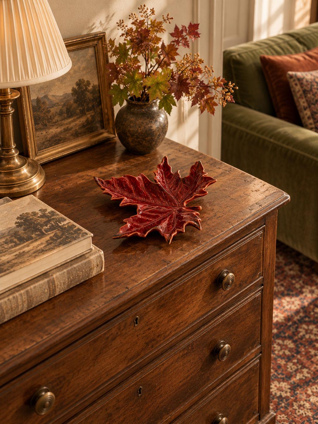 Small Red Sycamore Leaf Platter