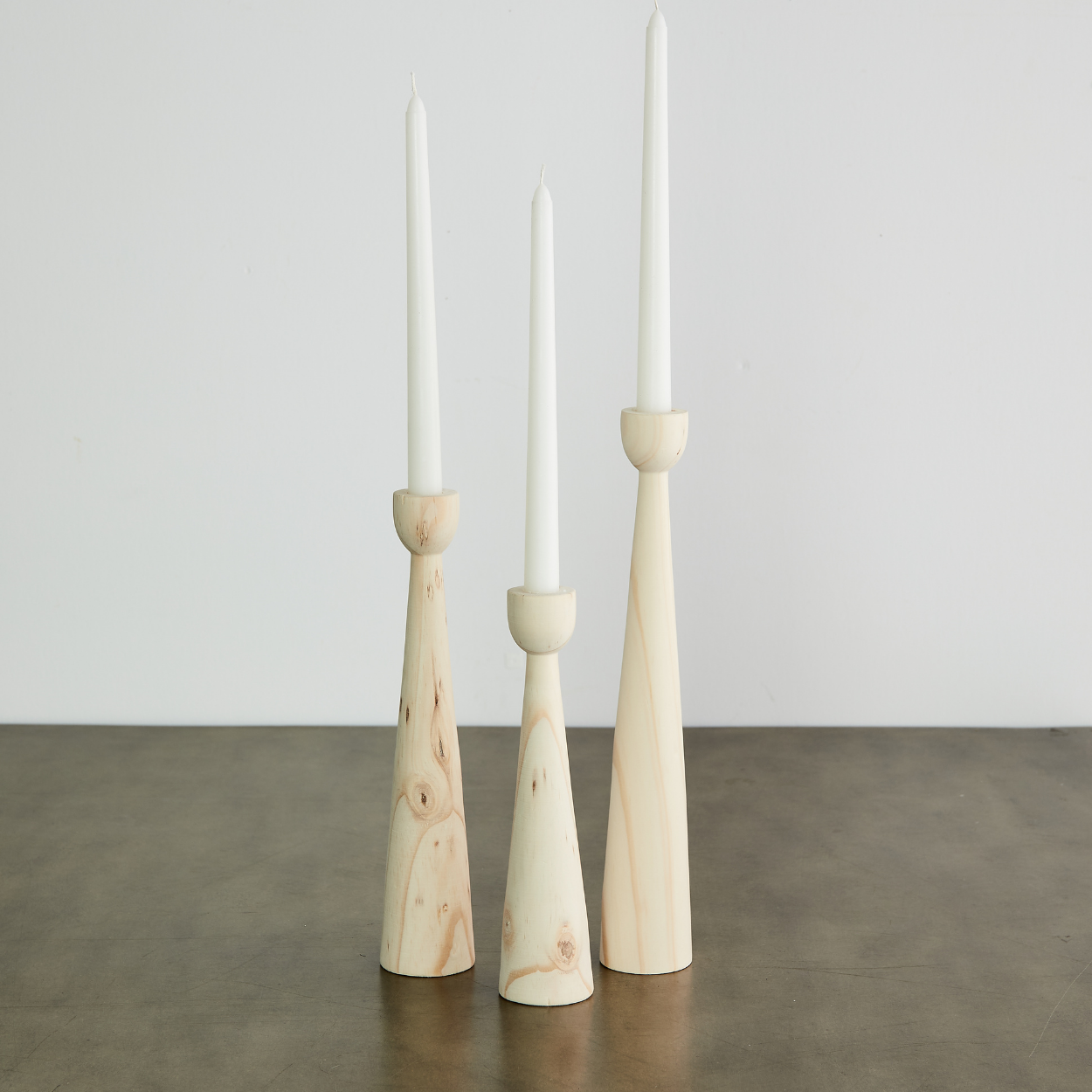 Pine Tapered candle holders