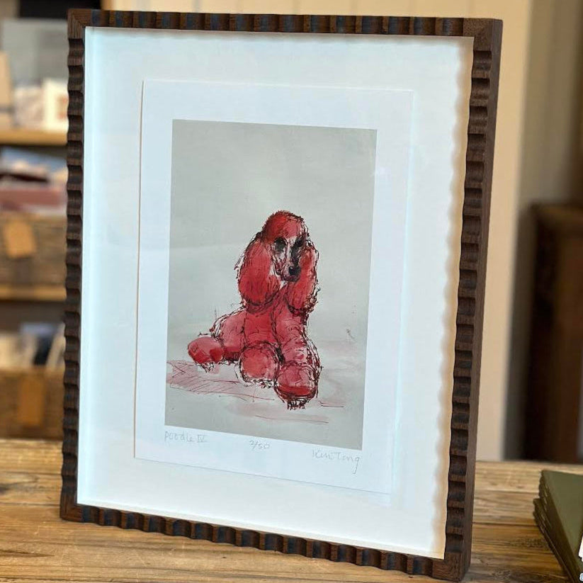 Sitting Poodle Print Pink Ink - Kim Tong