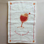 Linen tea towel with Aperol positively effervescent print