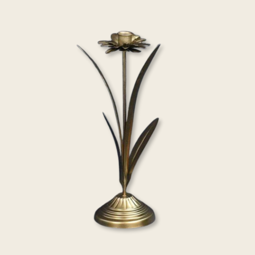 Tall Metal Floral Candle Holder