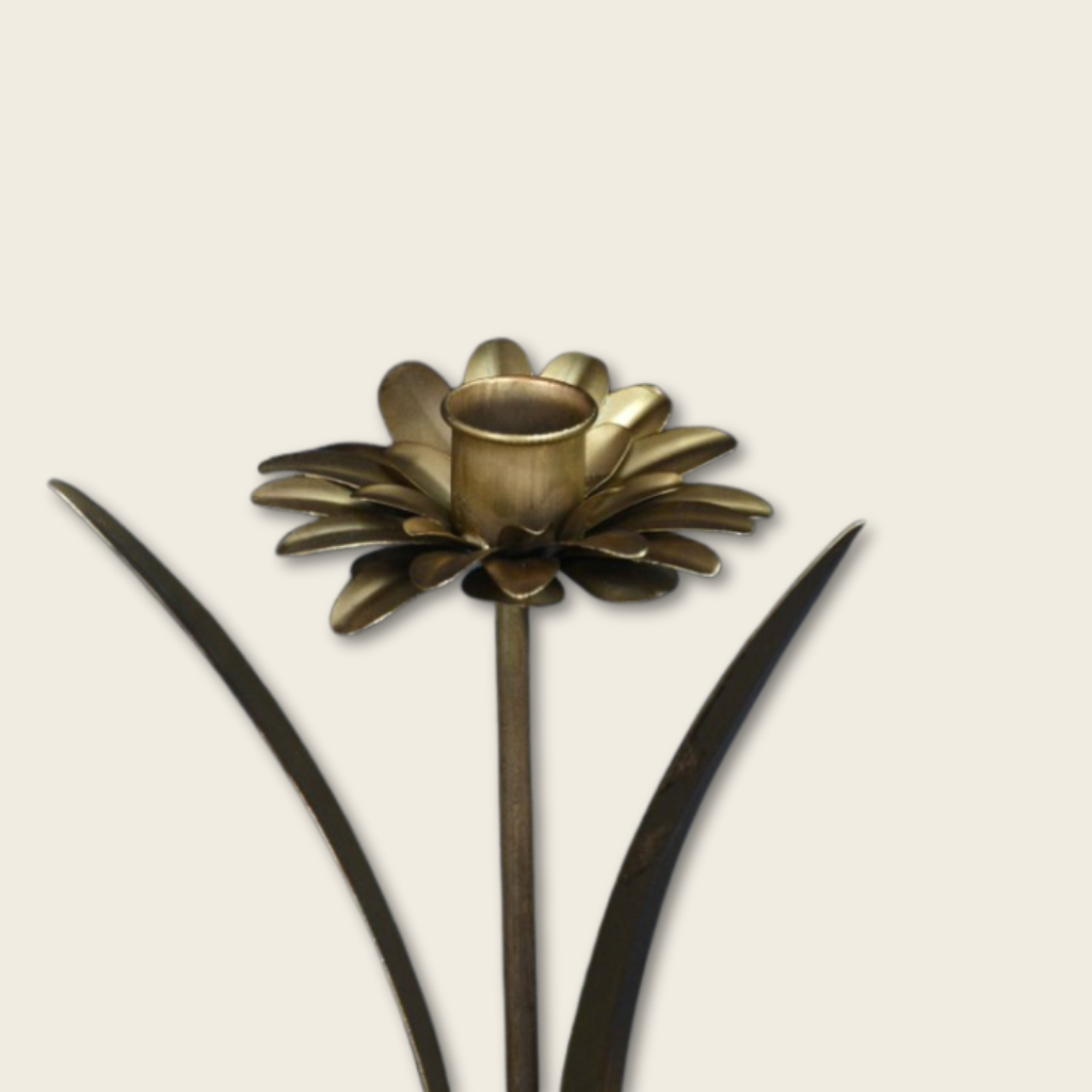 Tall Metal Floral Candle Holder
