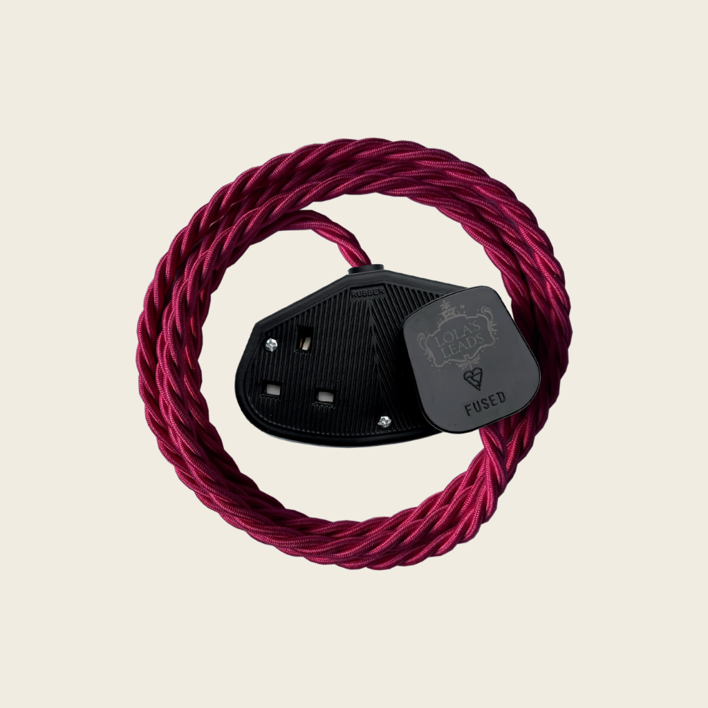 dark pink twisted cable with black connector