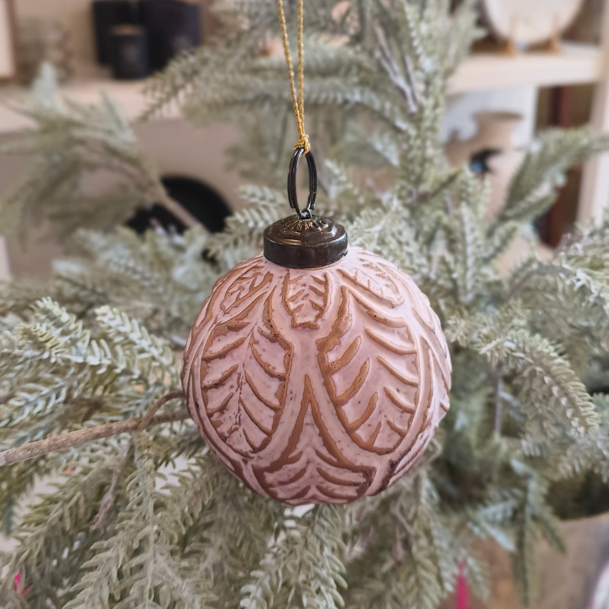 rose pink and gold christmas bauble