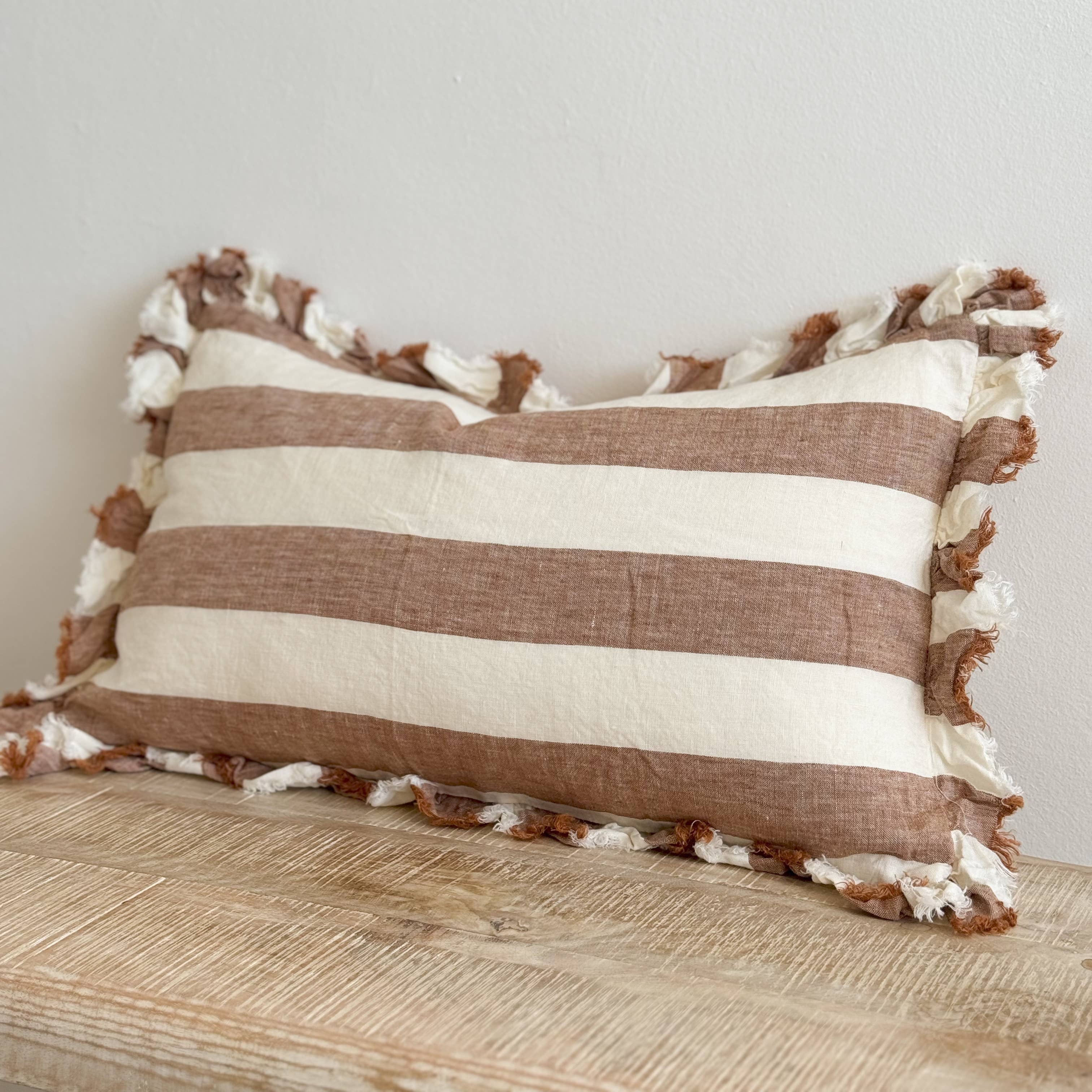 Rust wide stripe cushion cover