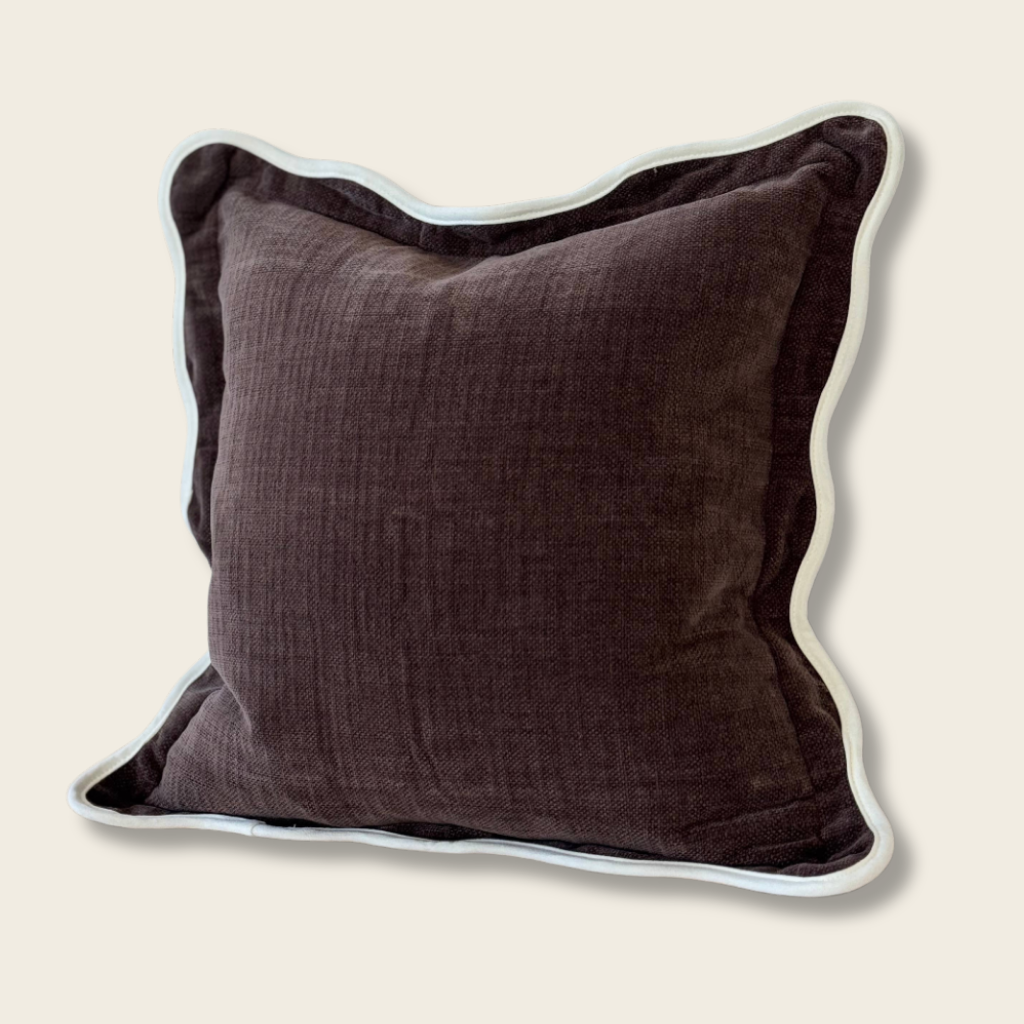 Scalloped Edge Cushion Brown