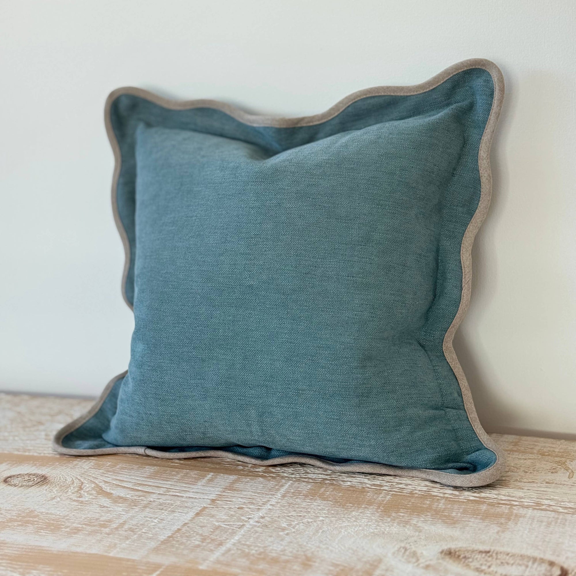 Scalloped Edge Cushion Cover in Blue