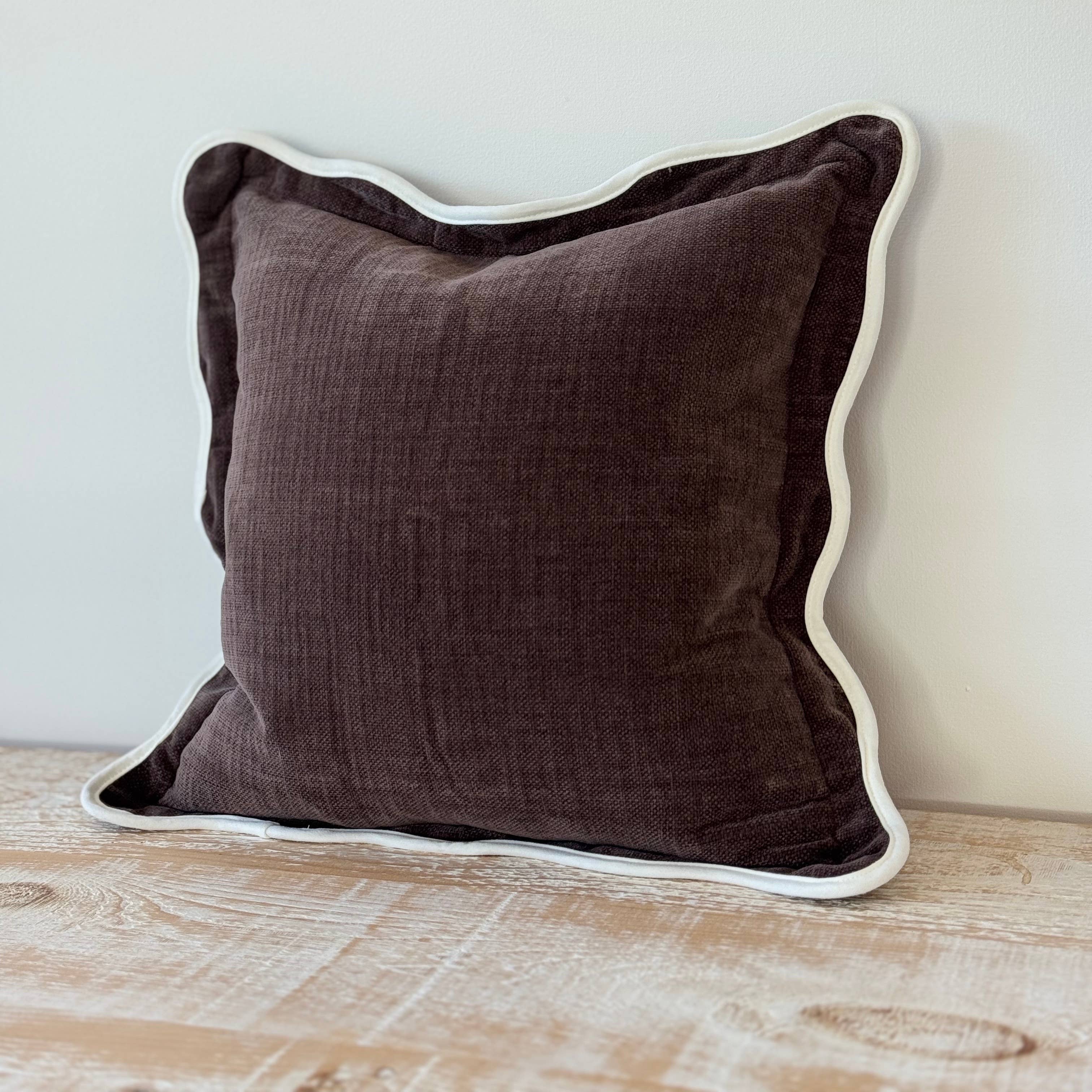Scalloped Edge Cushion - Dark Brown