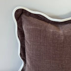 Scalloped Edge Cushion - Dark Brown