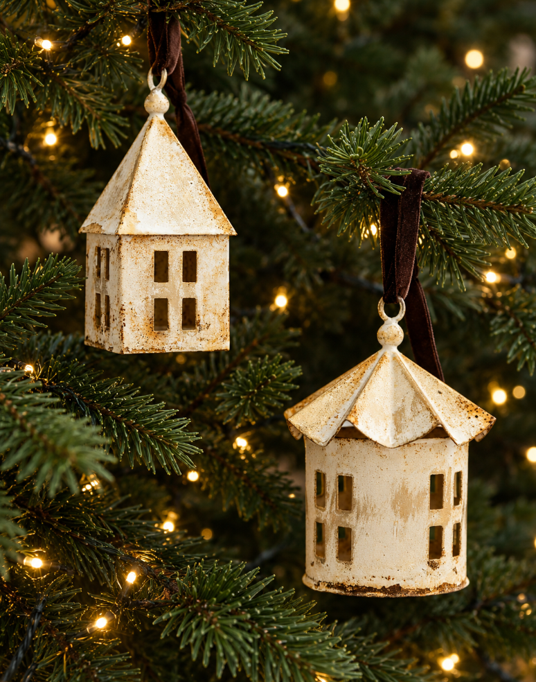 Rustic Christmas House Ornament - Pitch Roof