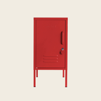 Red metal locker on a beige background