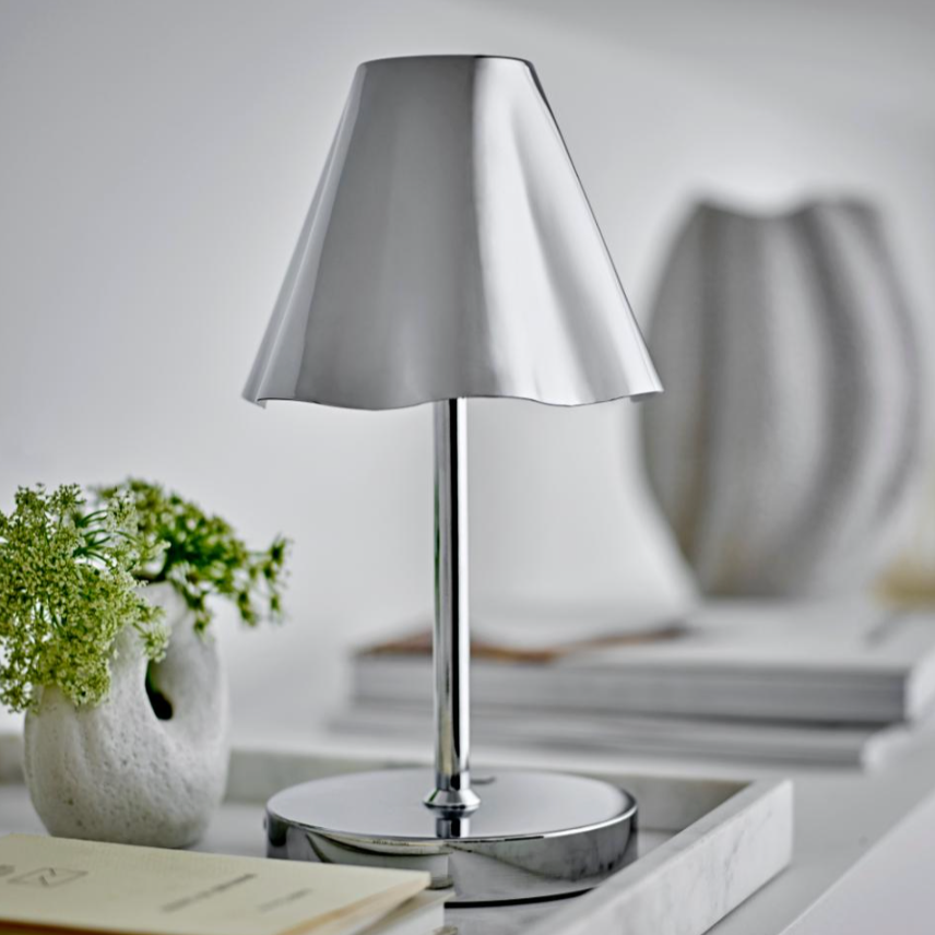 Silver Metal Rechargeable Portable Lamp