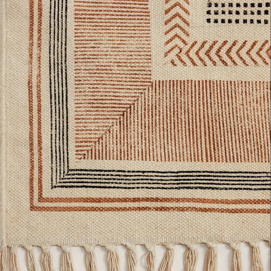 Close up of hand knotted rug