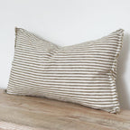 Stonewashed Linen Cushion  – Frayed Edge Olive Stripe
