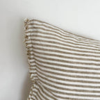 Stonewashed Linen Cushion  detail Frayed Edge Olive Stripe